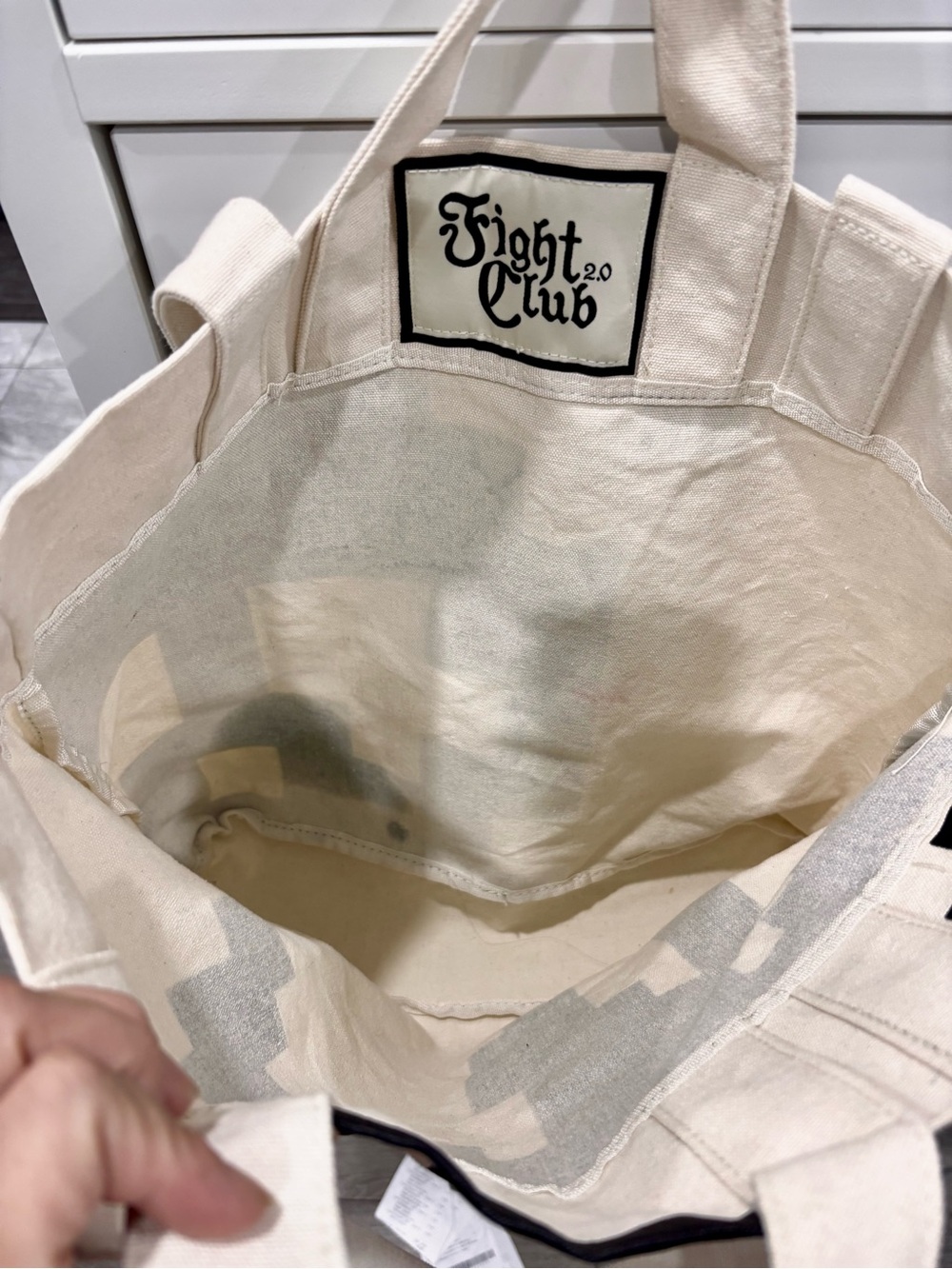 Canvas Tote Bag with Black Graphic Palm - Fight club 2.0 - Picture 5 of 5